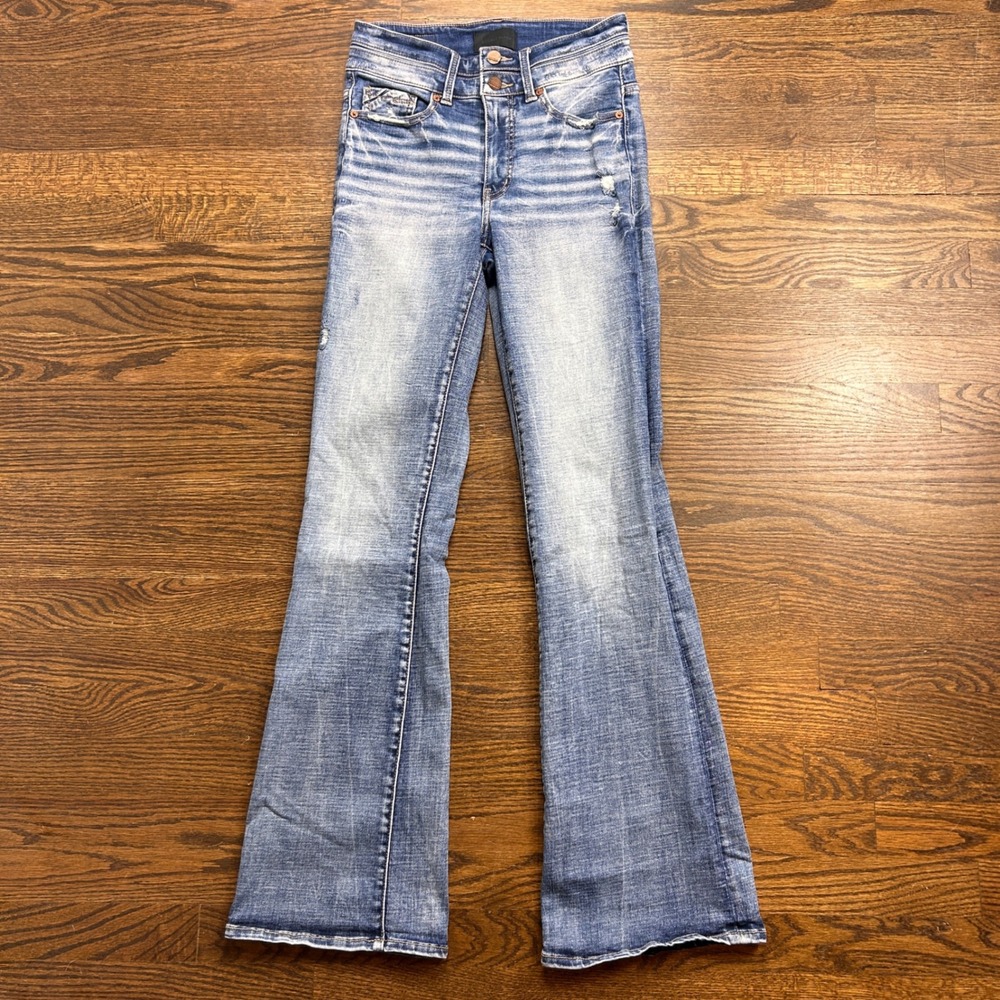 Buckle Black Fit No. 75 Bootcut Jeans 24x32 High Rise Distressed Blue Denim